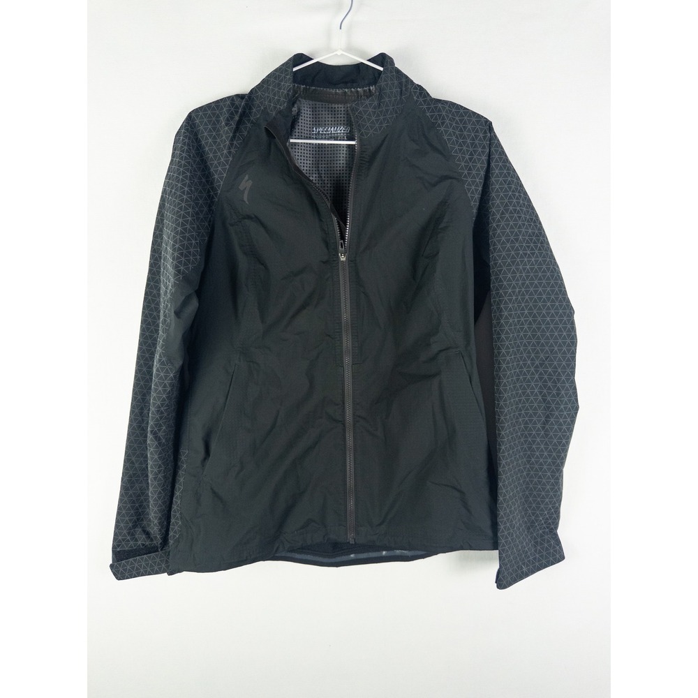Specialized Cycling Wind Jacket Womens L Black Geometric Reflective Gorpcore